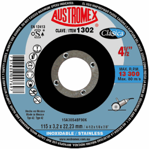 DISCO PARA CORTE DE ACERO INOXIDABLE 4-1/2 PULG 1302 AUSTROMEX SKU 4026